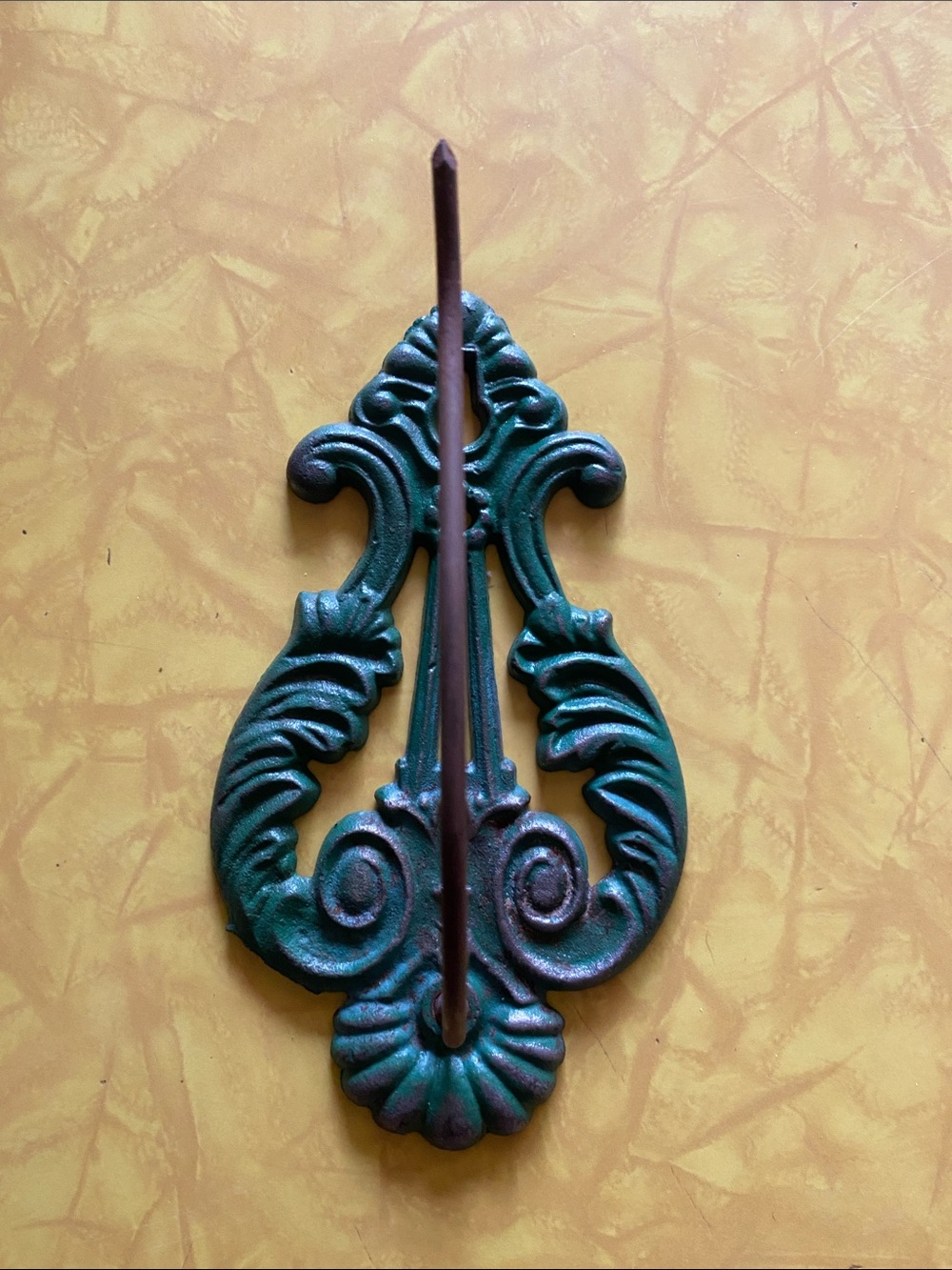 American Vintage Green Cast Iron Ornate Wall Hook